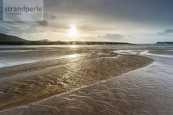 Starker Wind am Strand von Ferriter's Cove  Dingle-Halbinsel  County Kerry  Munster  Republik Irland  Europa
