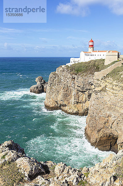 Leuchtturm von Kap St. Vincent  Westküste der Algarve  Kap St. Vincent  Sagres  Algarve  Portugal  Europa