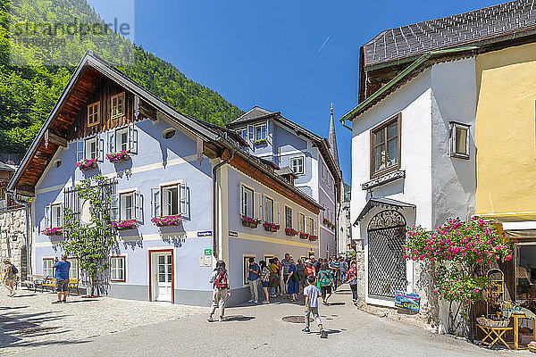 Blick auf das Dorf Hallstatt  UNESCO-Welterbe  Salzkammergut  Salzburg  Österreich  Europa