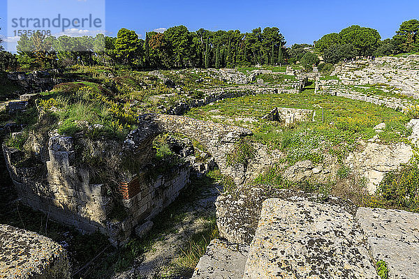 Römisches Amphitheater in Syrakus (Siracusa)  UNESCO-Weltkulturerbe  Sizilien  Italien  Europa
