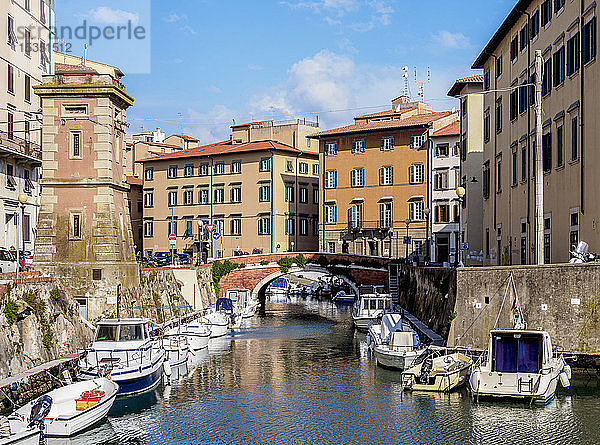 Kanal in Venezia Nuova  Livorno  Toskana  Italien  Europa