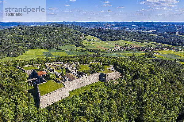 Drohnenaufnahme der Festung Rothenberg  Franken  Bayern  Deutschland  Europa