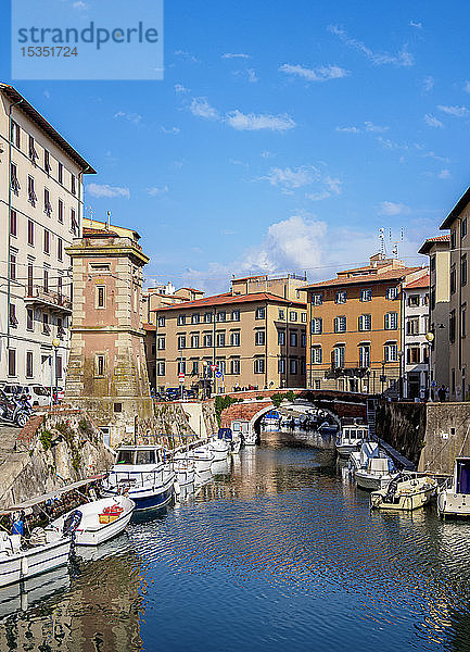 Kanal in Venezia Nuova  Livorno  Toskana  Italien  Europa