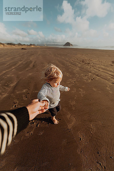 Strandspaziergänge für Eltern und Kleinkinder  Morro Bay  Kalifornien  Vereinigte Staaten