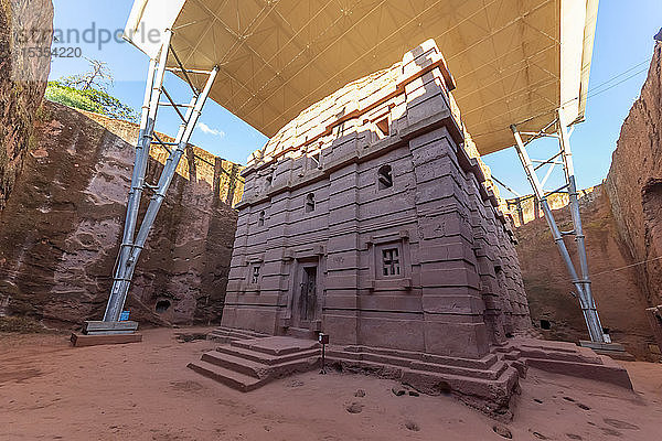 Biete Amanuel (Haus des Immanuel) Äthiopisch-orthodoxe Felsenkirche in der Südgruppe der Felsenkirchen; Lalibela  Region Amhara  Äthiopien