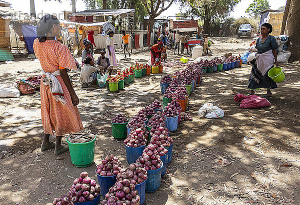 Frauen verkaufen Zwiebeln  Koka-Stausee (Gelila-See); Region Oromia  Äthiopien