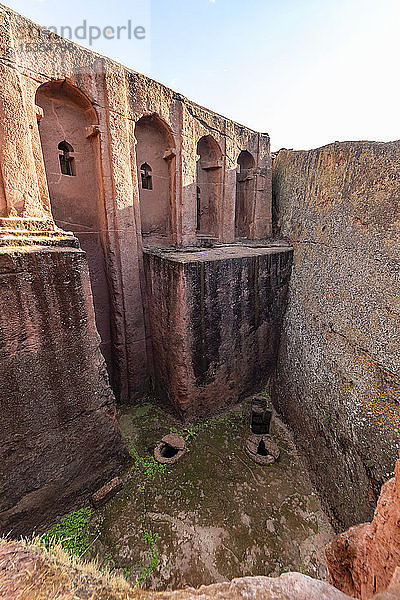 Biete Gabriel Ruphael (Haus der Engel Gabriel und Raphael) Äthiopisch-orthodoxe Felsenkirche in der Südgruppe der Felsenkirchen; Lalibela  Region Amhara  Äthiopien