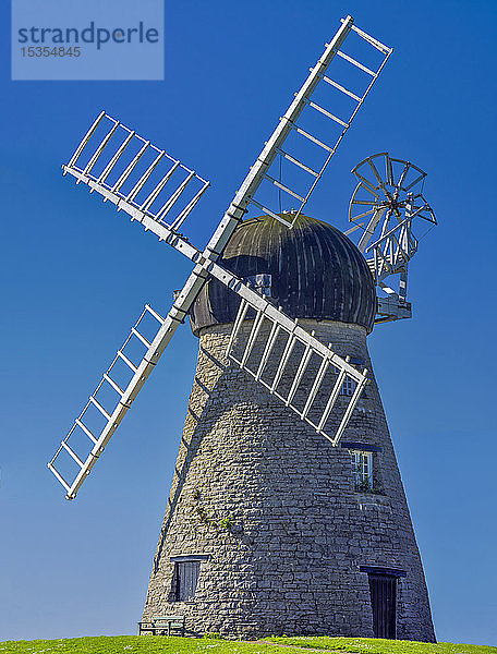 Windmühle vor einem strahlend blauen Himmel; Whitburn  Tyne and Wear  England