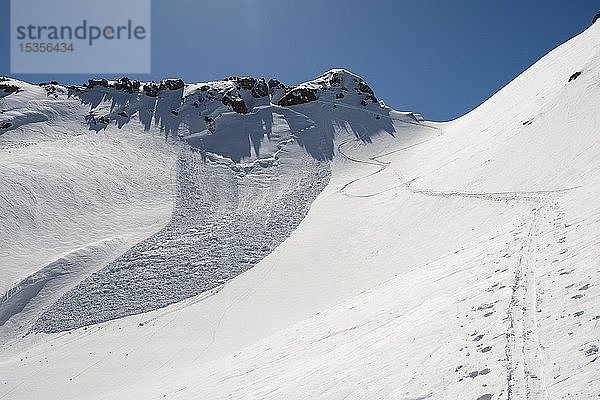 Schneebrettlawine  Sittersbachtal  Berchtesgadener Alpen  Ramsau  Berchtesgadener Land  Bayern  Deutschland  Europa