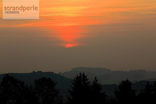 Sonnenuntergang in Traunstein vom Hochberg  Traunstein  Bayern  Deutschland  Europa