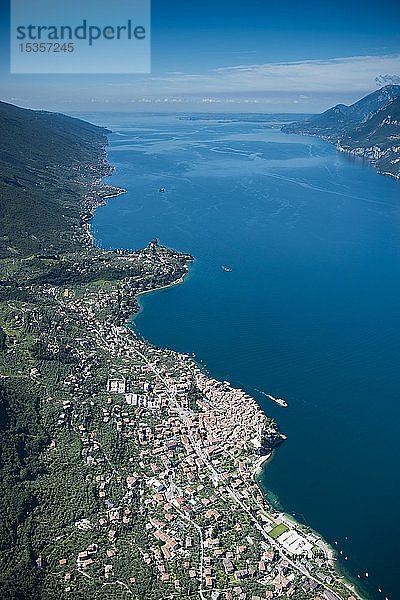 Gardasee Ostufer mit Malcesine  Luftaufnahme  Provinz Venetien  Italien  Europa