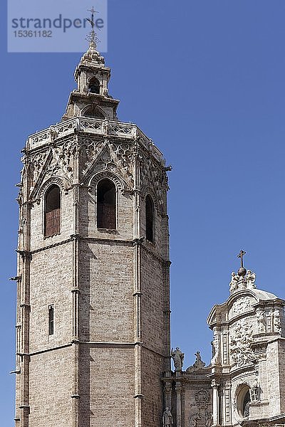 El Micalet  Glockenturm der Kathedrale von Valencia  Ciutat Vella  Altstadt  Valencia  Spanien  Europa