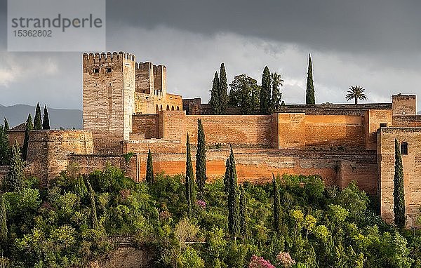Alcazaba der maurischen Stadtburg Alhambra  Granada  Andalusien  Spanien  Europa