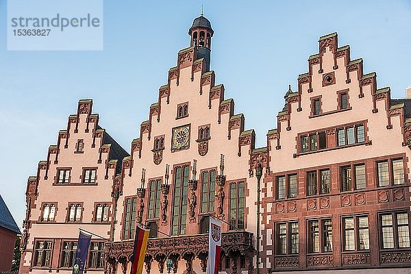 Rathaus auf dem Römerberg  mittelalterliches Gebäude  Altstadt  Frankfurt am Main  Hessen  Deutschland  Europa
