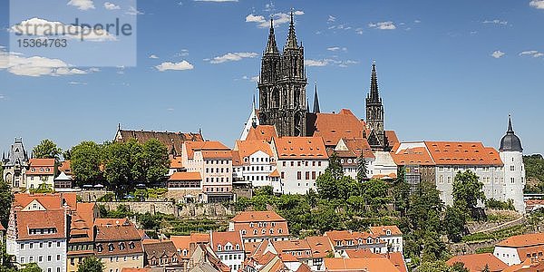 Blick über die Altstadt zum Dom  Meißen  Sachsen  Deutschland  Europa