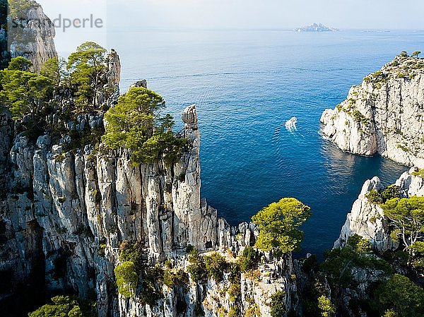 Kalksteinfelsen am Meeresufer  Nationalpark Calanques de Cassis  Calanque d'en Vau  Südfrankreich  Frankreich  Europa