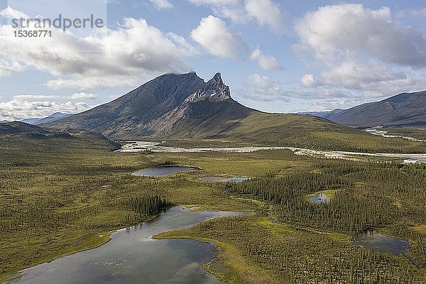 Berg Sukakpak und Tundralandschaft  Dalton Highway  Brooks Range  Alaska  USA  Nordamerika