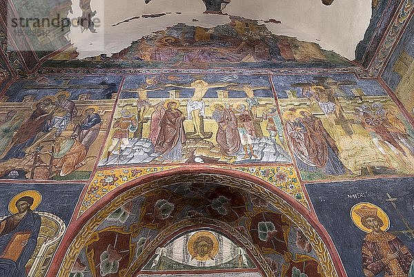 Wandfresken in der Kirche der Kreuzerhöhung  Moldaukloster Patrauti aus dem 15. Jahrhundert  Patrauti  Rumänien  Europa