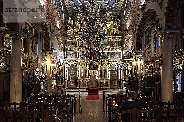 Griechisch-orthodoxe Kirche Kyra-Panagia Faneromeni  Innenraum mit Ikonostase  Altstadt  Korfu-Stadt  Insel Korfu  Ionische Inseln  Griechenland  Europa