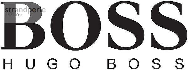 Logo  Hugo Boss  Modelabel  Modekonzern  Luxusmode  Ausschnitt  weißer Hintergrund  Deutschland  Europa