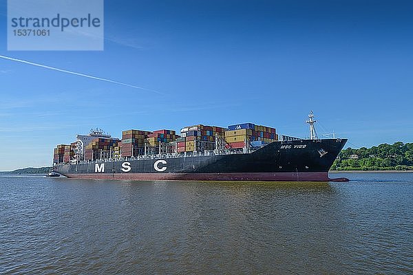 Containerschiff MSC Vigo auf der Elbe  Hamburg  Deutschland  Europa