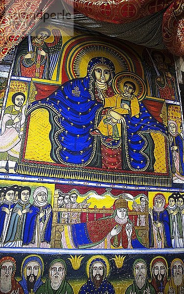 Fresko  Alte Kathedrale St. Maria von Zion  Axum  Tigray  Äthiopien  Afrika