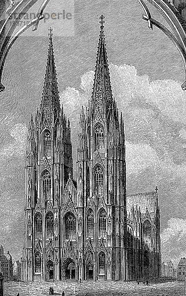 Kölner Dom  Köln  Westansicht  historische Illustration  1880  Deutschland  Europa