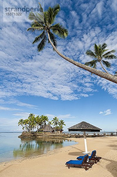 Strand  Palmen und Wicked Walu Restaurant im Warwick Fiji Resort & Spa  Coral Coast  Insel Viti Levu  Fidschi  Ozeanien