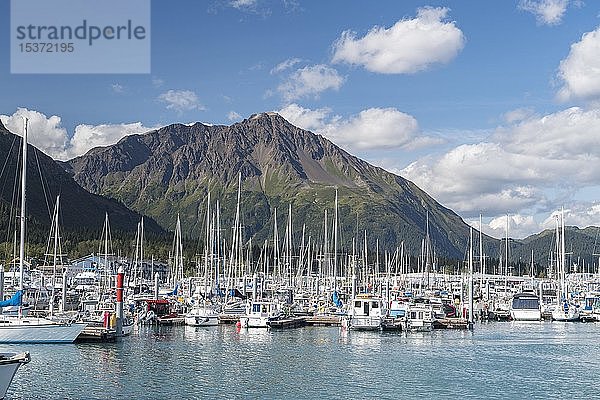 Boote im Hafen von Seward  Kenai-Halbinsel  Seward  Alaska  USA  Nordamerika