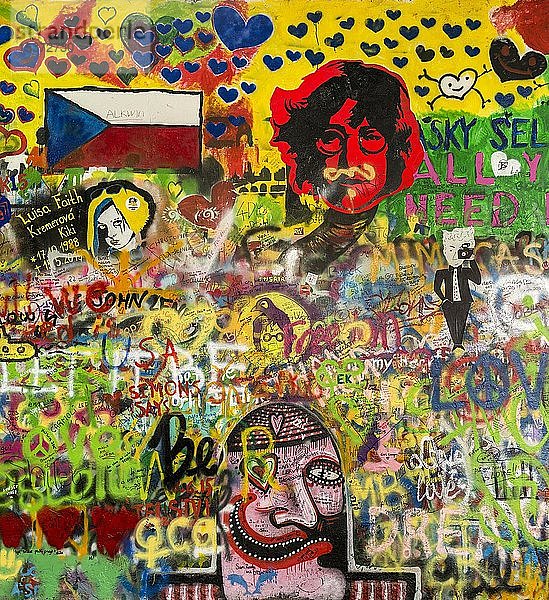 John-Lennon-Mauer  Graffiti  Prag  Böhmen  Tschechische Republik  Europa