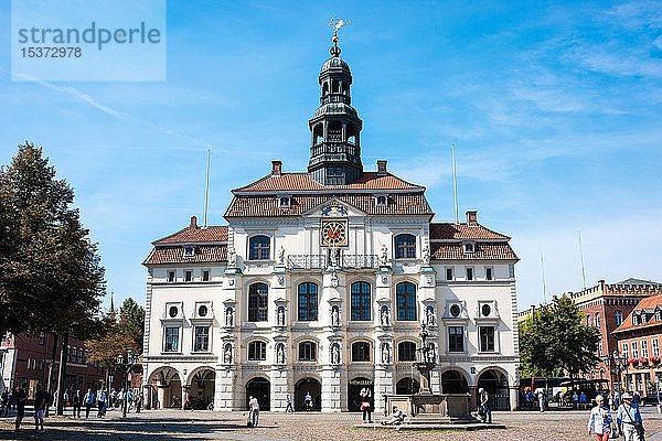 Rathaus mit Lunabrunnen  Marktplatz  Altstadt  Lüneburg  Niedersachsen  Deutschland  Europa