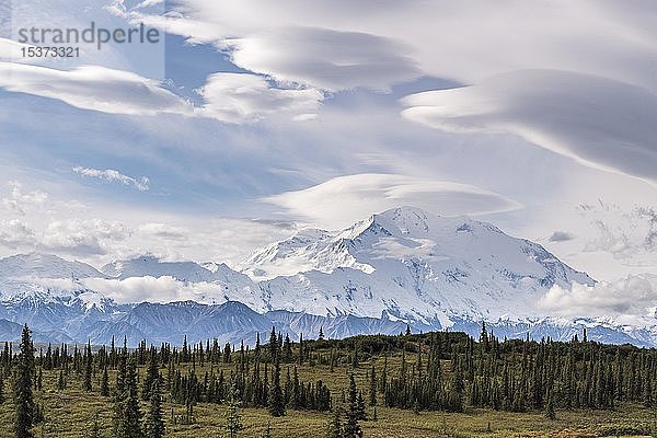 Schneebedeckter Denali-Berg  Denali-Nationalpark  Alaska  USA  Nordamerika