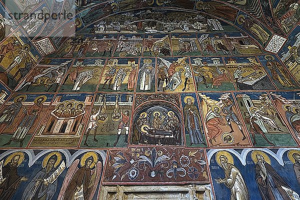 Wandfresken im Inneren des Klosters Humor  Rumänisch-Orthodoxes Kloster  1530  Gura Humorului  Rumänien  Europa