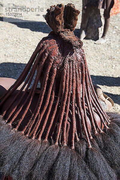 Nahaufnahme von traditionellem Himba-Haar  Kaokoland  Namibia  Afrika