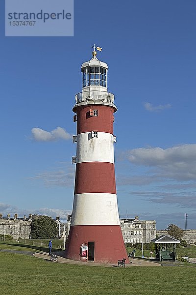 Leuchtturm Smeaton's Tower am Plymouth Hoe  Plymouth  Devon  England  Vereinigtes Königreich  Europa