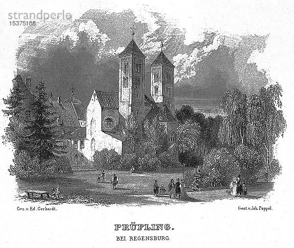 Püfening  Regensburg  Zeichnung Ed. Gernhardt  Stahlstich von J. Poppel  1840-1854  Königreich Bayern  Deutschland  Europa