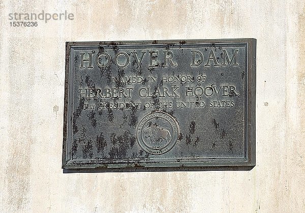 Schild Hoover-Damm  Hoover-Damm  Arizona  Nevada  USA  Nordamerika