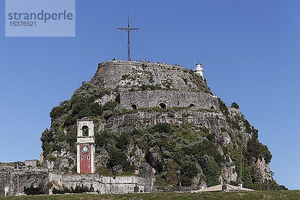 Alte venezianische Festung  Uhrenturm und Gipfel  Korfu-Stadt  Insel Korfu  Ionische Inseln  Griechenland  Europa