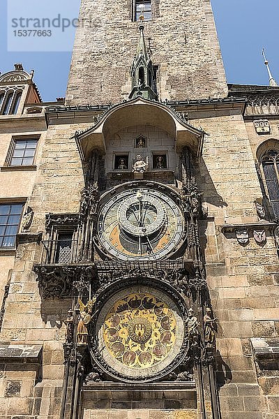 Astronomische Uhr am Altstädter Rathaus  Altstadt  Prag  Böhmen  Tschechische Republik  Europa