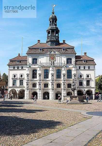 Rathaus mit Lunabrunnen  Marktplatz  Altstadt  Lüneburg  Niedersachsen  Deutschland  Europa