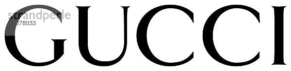 Logo  Gucci  Modelabel  Modekonzern  Luxusmode  Ausschnitt  weißer Hintergrund  Deutschland  Europa