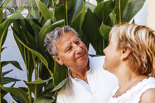 Porträt eines lächelnden älteren Paares im Freien