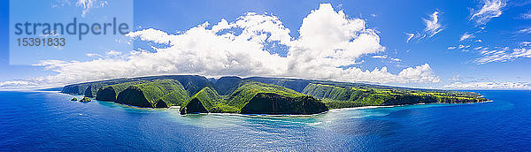 USA  Hawaii  Big Island  Pazifischer Ozean  Aussichtspunkt im Pololu-Tal  Kohala-Waldreservat  Akoakoa-Punkt  Luftaufnahme