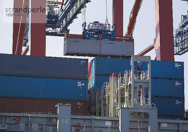 Deutschland  Hamburg  Verladung von Frachtcontainern im Hafen