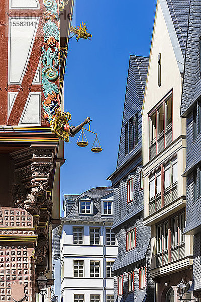 Außenansicht von Gebäuden gegen klaren Himmel in Frankfurt  Deutschland