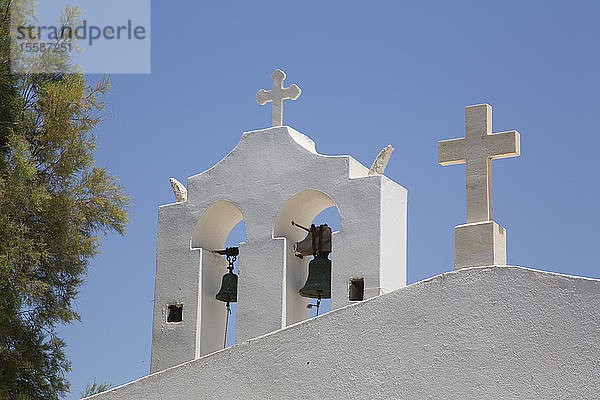 Glockenturm  Angrenzende Kirche  Orthodoxe Kathedrale  1870  Hora  Insel Naxos  Kykladengruppe  Griechische Inseln  Griechenland