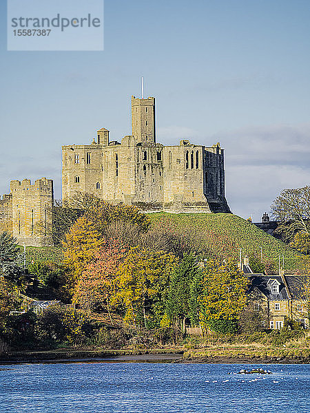 The Castle  Fluss Coquet  Warkworth  Northumberland  England  Vereinigtes Königreich
