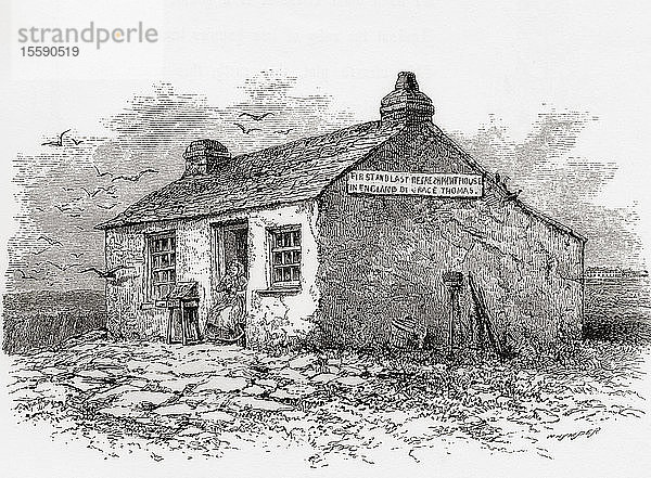 Das erste und letzte Haus  Land's End  Cornwall  England  hier im 19. Jahrhundert. Aus English Pictures  veröffentlicht 1890.