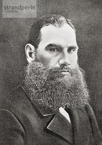 Graf Lew Nikolajewitsch Tolstoi  1828 â€ 1910  alias Leo Tolstoi. Russischer Schriftsteller. Aus The International Library of Famous Literature  verÃ¶ffentlicht um 1900
