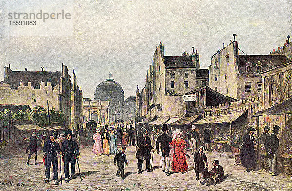 La rue du Carrousel  Paris  Frankreich im 19. Jahrhundert. Nach dem Gemälde von J. Canella. Aus L'Illustration  veröffentlicht 1936.